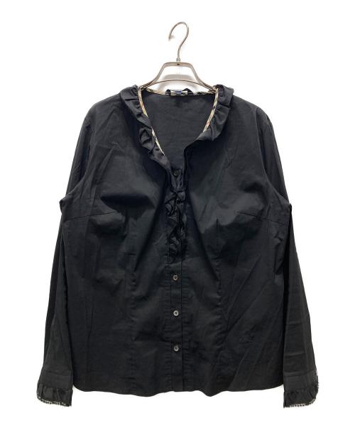 BURBERRY LONDON（バーバリーロンドン）BURBERRY LONDON (バーバリーロンドン) 長袖フリルブラウス ブラック サイズ:44の古着・服飾アイテム