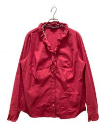 BURBERRY LONDON（バーバリーロンドン）の古着「長袖フリルブラウス」｜レッド