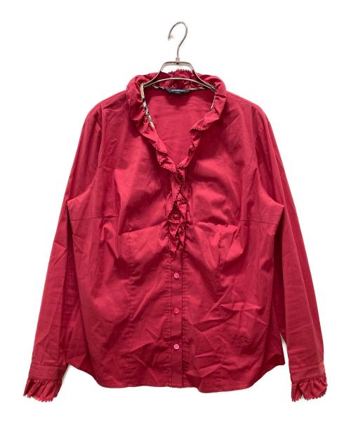 BURBERRY LONDON（バーバリーロンドン）BURBERRY LONDON (バーバリーロンドン) 長袖フリルブラウス レッド サイズ:44の古着・服飾アイテム