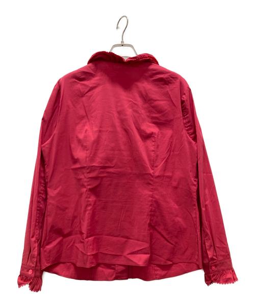 BURBERRY LONDON（バーバリーロンドン）BURBERRY LONDON (バーバリーロンドン) 長袖フリルブラウス レッド サイズ:44の古着・服飾アイテム