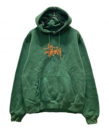 stussy（ステューシー）の古着「刺繍ロゴプルオーバーパーカー」｜グリーン