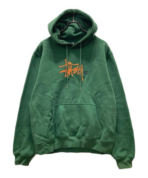 stussy（ステューシー）stussy (ステューシー) 刺繍ロゴプルオーバーパーカー グリーン サイズ:XLの古着・服飾アイテム