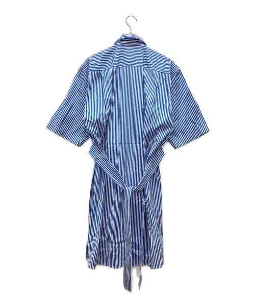 PLAN C（プランシー）Plan C (プランシー) 半袖ストライプワンピース スカイブルー サイズ:Sの古着・服飾アイテム