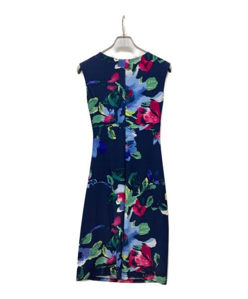 LAUREN RALPH LAUREN（ローレンラルフローレン）LAUREN RALPH LAUREN (ローレンラルフローレン) 花柄ノースリーブワンピース ネイビーの古着・服飾アイテム