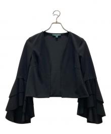 LAUREN RALPH LAUREN（ローレン ラルフ ローレン）の古着「ノーカラー袖フリルジャケット」｜ブラック