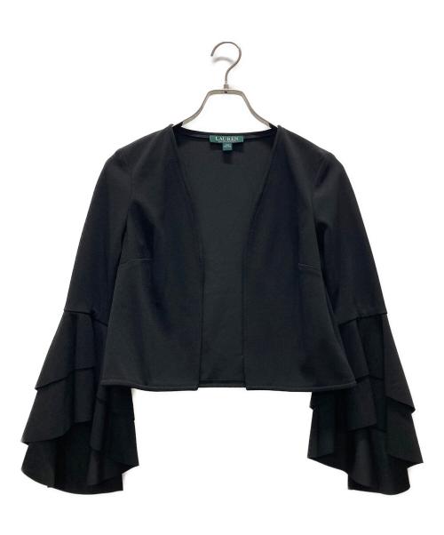 LAUREN RALPH LAUREN（ローレン ラルフ ローレン）LAUREN RALPH LAUREN (ローレンラルフローレン) ノーカラー袖フリルジャケット ブラック サイズ:XXSの古着・服飾アイテム