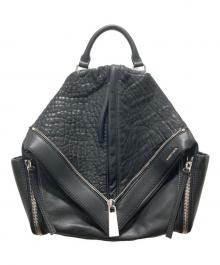 DIESEL（ディーゼル）の古着「レザーライダースリュック」｜ブラック