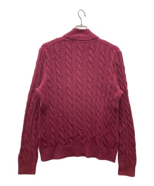 POLO RALPH LAUREN（ポロ・ラルフローレン）POLO RALPH LAUREN (ポロ・ラルフローレン) ハーフジップケーブルニット レッド サイズ:Mの古着・服飾アイテム