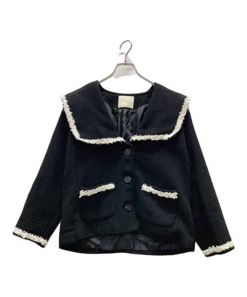AMAIL（アマイル）AMAIL (アマイル) セーラーカラーツイードジャケット ブラック サイズ:Fの古着・服飾アイテム