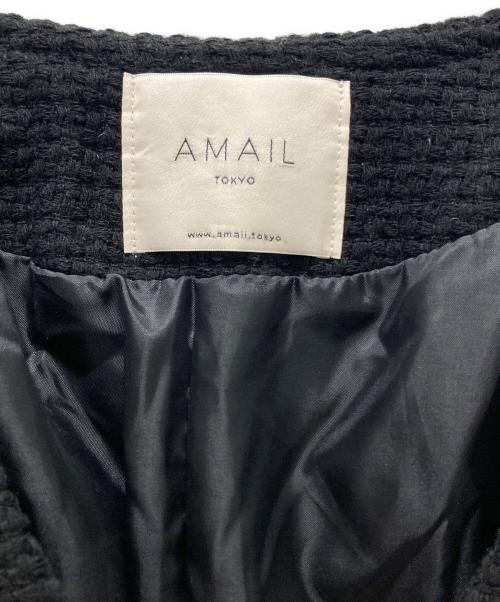 AMAIL（アマイル）AMAIL (アマイル) セーラーカラーツイードジャケット ブラック サイズ:Fの古着・服飾アイテム