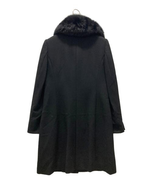 23区（ニジュウサンク）23区 (ニジュウサンク) フォックスファーカシミヤコート ブラック サイズ:38の古着・服飾アイテム