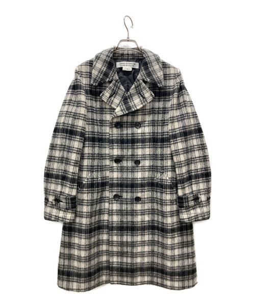COMME des GARCONS COMME des GARCONS（コムデギャルソン コムデギャルソン）COMME des GARCONS COMME des GARCONS (コムデギャルソン コムデギャルソン) ウール混紡チェックダブルコート ホワイト サイズ:Sの古着・服飾アイテム