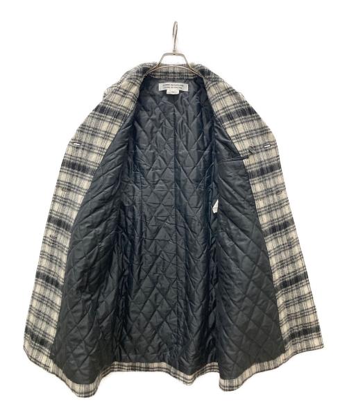 COMME des GARCONS COMME des GARCONS（コムデギャルソン コムデギャルソン）COMME des GARCONS COMME des GARCONS (コムデギャルソン コムデギャルソン) ウール混紡チェックダブルコート ホワイト サイズ:Sの古着・服飾アイテム