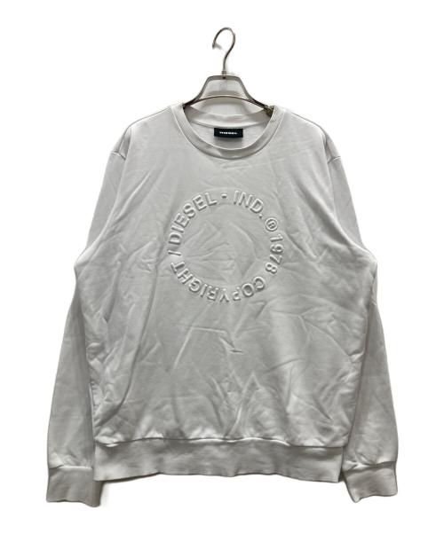 DIESEL（ディーゼル）DIESEL (ディーゼル) エンボス加工ロゴスウェット ホワイト サイズ:Lの古着・服飾アイテム