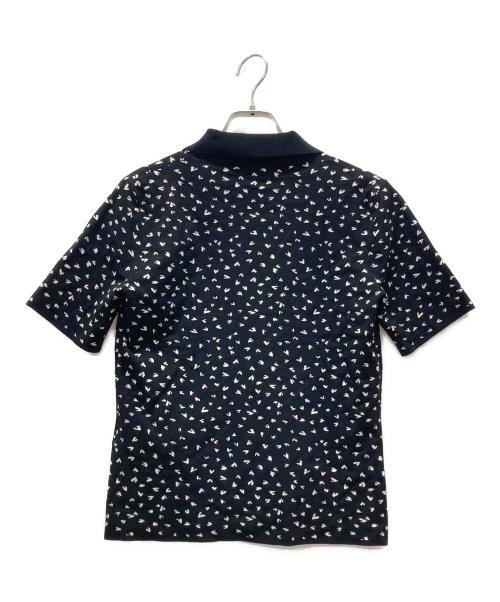 Max Mara Studio（マックスマーラ ストゥディオ）MAX MARA STUDIO (マックスマーラ ストゥディオ) 総柄スキッパー半袖ニット ブラック サイズ:Mの古着・服飾アイテム