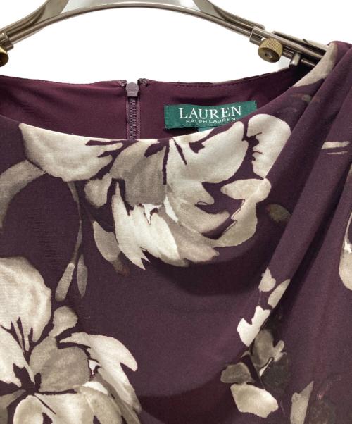 LAUREN RALPH LAUREN（ローレン ラルフ ローレン）LAUREN RALPH LAUREN (ローレン ラルフ ローレン) 花柄ノースリーブワンピース ボルドー サイズ:XSの古着・服飾アイテム