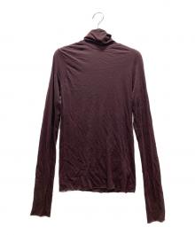 UNFIL（アンフィル）の古着「タートルネックカットソー / ツイストコットンシアージャージータートルネックTシャツ」｜ブラウン