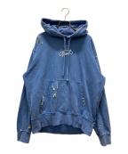 DIESELディーゼル）の古着「ロゴパーカー/Oversized distressed hoodie with logo」｜ブルー