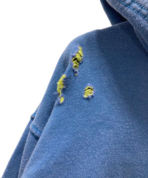 DIESEL（ディーゼル）DIESEL (ディーゼル) ロゴパーカー/Oversized distressed hoodie with logo ブルー サイズ:Ｍの古着・服飾アイテム