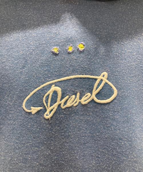 DIESEL（ディーゼル）DIESEL (ディーゼル) ロゴパーカー/Oversized distressed hoodie with logo ブルー サイズ:Ｍの古着・服飾アイテム