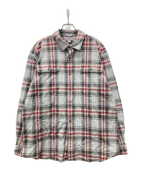 CarHartt（カーハート）CarHartt (カーハート) ダブルポケット チェックネルシャツ グレー サイズ:XLの古着・服飾アイテム