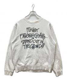stussy（ステューシー）の古着「プリントスウェット/ funky fresh gear」｜ホワイト
