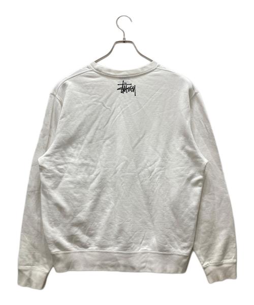 stussy（ステューシー）stussy (ステューシー) プリントスウェット/ funky fresh gear ホワイト サイズ:Mの古着・服飾アイテム