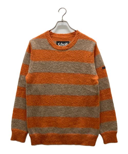 Schott（ショット）Schott (ショット) ボーダーニット オレンジ×ベージュ サイズ:Mの古着・服飾アイテム