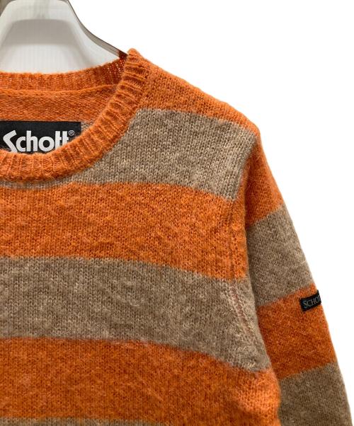 Schott（ショット）Schott (ショット) ボーダーニット オレンジ×ベージュ サイズ:Mの古着・服飾アイテム