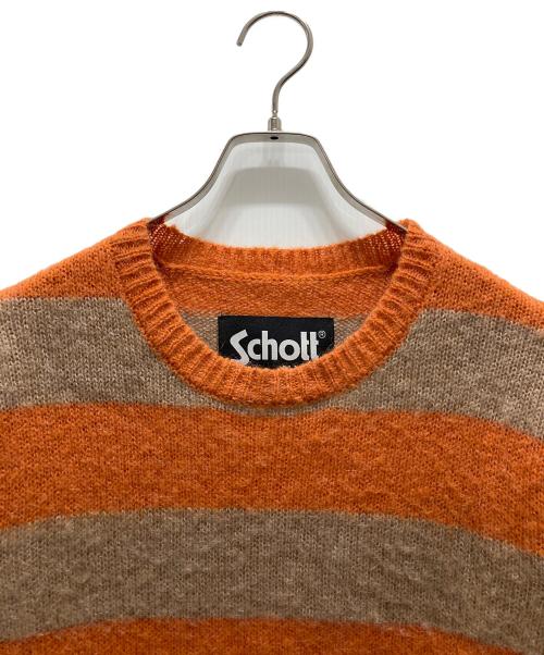 Schott（ショット）Schott (ショット) ボーダーニット オレンジ×ベージュ サイズ:Mの古着・服飾アイテム
