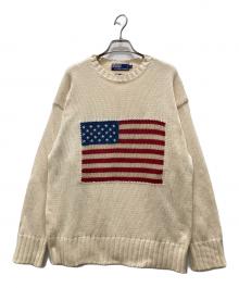 POLO RALPH LAUREN（ポロ・ラルフローレン）の古着「星条旗ニット」｜アイボリー