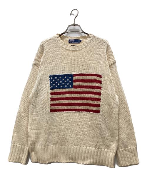 POLO RALPH LAUREN（ポロ・ラルフローレン）POLO RALPH LAUREN (ポロ・ラルフローレン) 星条旗ニット アイボリー サイズ:Mの古着・服飾アイテム