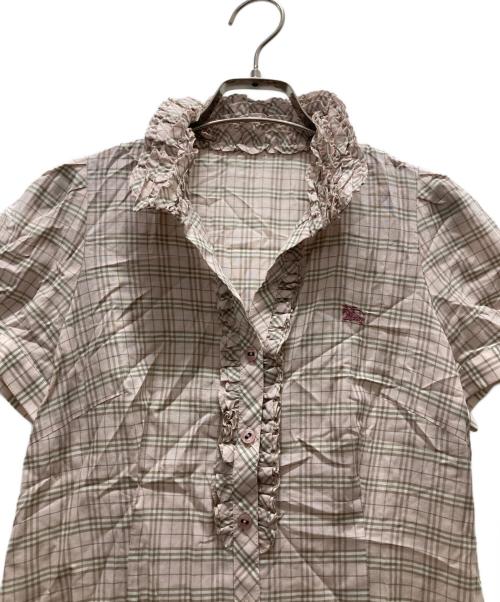 BURBERRY LONDON BLUE LABEL（バーバリーロンドンブルーレーベル）BURBERRY LONDON BLUE LABEL (バーバリーロンドンブルーレーベル) 半袖ブラウス ライトピンク サイズ:36 未使用品の古着・服飾アイテム