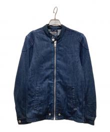 DIESEL（ディーゼル）の古着「デニムシングルライダースジャケット」｜ネイビー