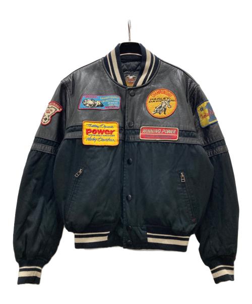 HARLEY-DAVIDSON（ハーレーダビッドソン）HARLEY-DAVIDSON (ハーレーダビッドソン) レザー切替ジャケット ブラック サイズ:Mの古着・服飾アイテム