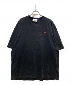 AMI Alexandre Mattiussiアミアレクサンドルマテュッシ）の古着「ハートロゴ刺繍Tシャツ」｜ブラック