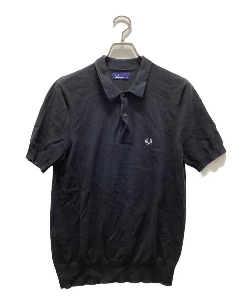 FRED PERRY（フレッドペリー）FRED PERRY (フレッドペリー) 透かし編みニットポロシャツ ブラック サイズ:Mの古着・服飾アイテム