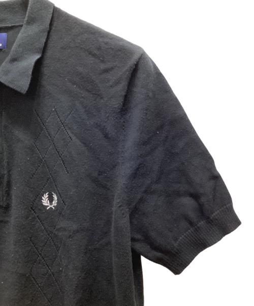 FRED PERRY（フレッドペリー）FRED PERRY (フレッドペリー) 透かし編みニットポロシャツ ブラック サイズ:Mの古着・服飾アイテム