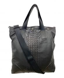 BOTTEGA VENETA（ボッテガベネタ）の古着「イントレチャート2WAYトートバッグ」｜ブラック