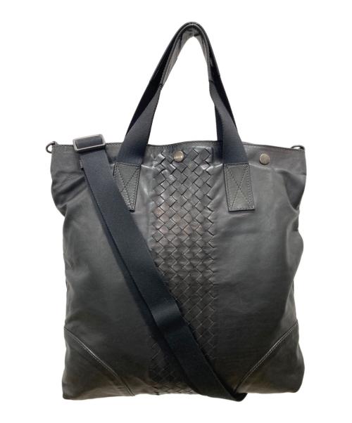BOTTEGA VENETA（ボッテガベネタ）BOTTEGA VENETA (ボッテガベネタ) イントレチャート2WAYトートバッグ ブラックの古着・服飾アイテム