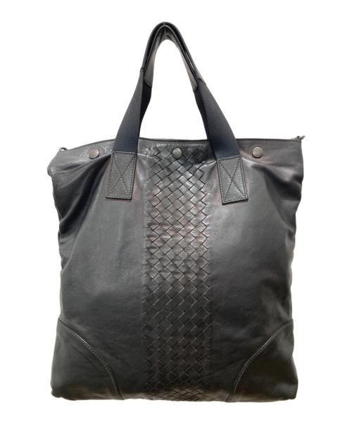 BOTTEGA VENETA（ボッテガベネタ）BOTTEGA VENETA (ボッテガベネタ) イントレチャート2WAYトートバッグ ブラックの古着・服飾アイテム