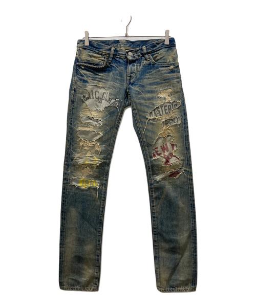 Hysteric Glamour（ヒステリックグラマー）Hysteric Glamour (ヒステリックグラマー) CPR加工 リペア スタッズ デニム パンツ インディゴ サイズ:Sの古着・服飾アイテム