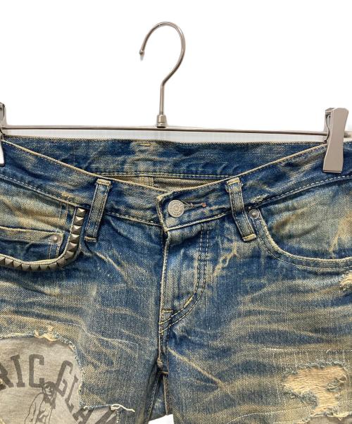 Hysteric Glamour（ヒステリックグラマー）Hysteric Glamour (ヒステリックグラマー) CPR加工 リペア スタッズ デニム パンツ インディゴ サイズ:Sの古着・服飾アイテム