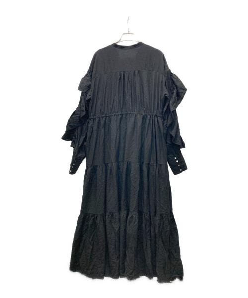 anuans（アニュアンス）anuans (アニュアンス) リンクルラッフルワンピース ブラック サイズ:Fの古着・服飾アイテム