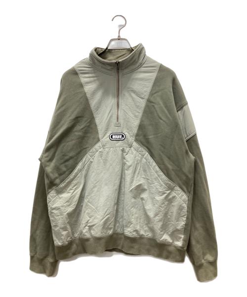 HUF（ハフ）HUF (ハフ) ELYSIAN MIX HALF ZIP FLEECE オリーブ サイズ:Lの古着・服飾アイテム