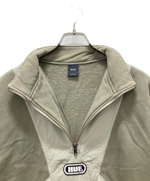 HUF（ハフ）HUF (ハフ) ELYSIAN MIX HALF ZIP FLEECE オリーブ サイズ:Lの古着・服飾アイテム