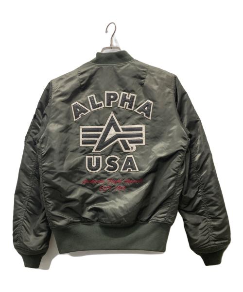 ALPHA INDUSTRIES（アルファインダストリーズ）ALPHA INDUSTRIES (アルファインダストリーズ) MA-1ジャケット タイト バックエンブレム グレー サイズ:2の古着・服飾アイテム