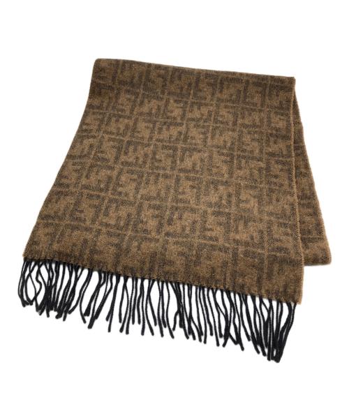 FENDI（フェンディ）FENDI (フェンディ) ズッカ柄フリンジマフラー ブラウンの古着・服飾アイテム
