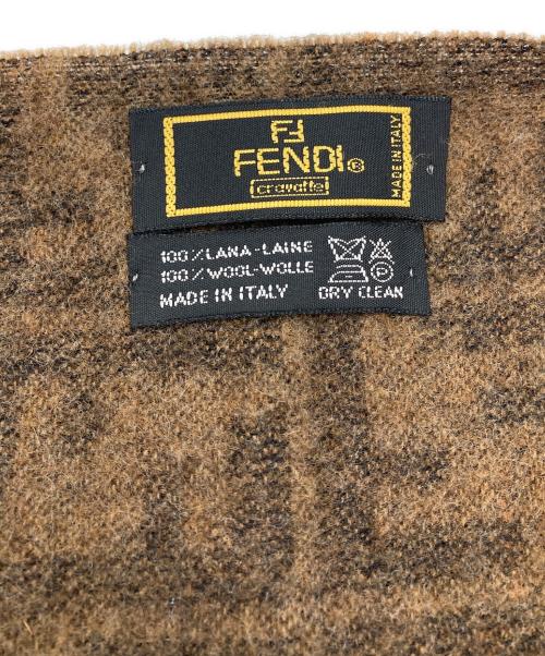 FENDI（フェンディ）FENDI (フェンディ) ズッカ柄フリンジマフラー ブラウンの古着・服飾アイテム