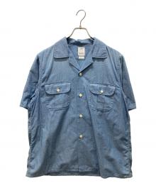 VISVIM（ビズビム）の古着「KEESEY SHIRT S/S/バックロゴプリント半袖シャツ」｜スカイブルー
